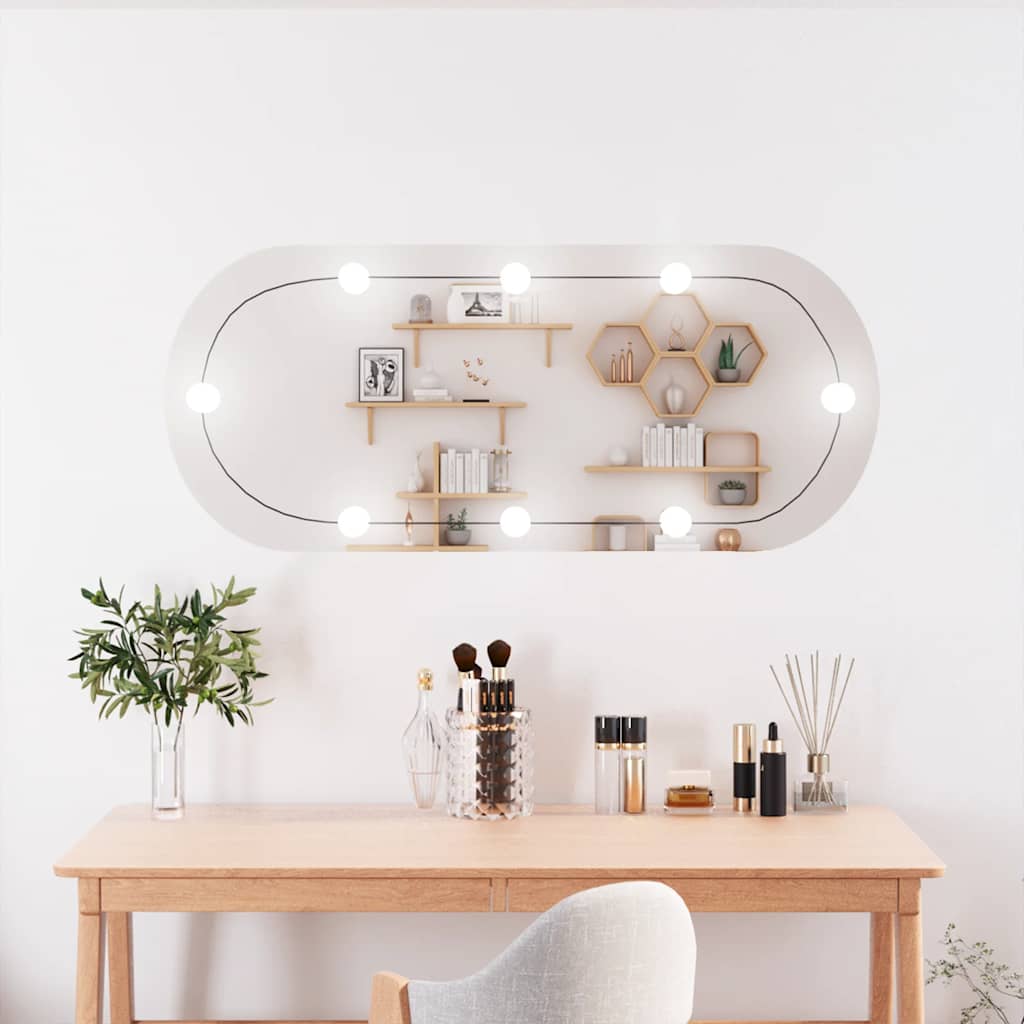 VidaXL Wandspiegel mit LEDs oval 40x90 cm Glas