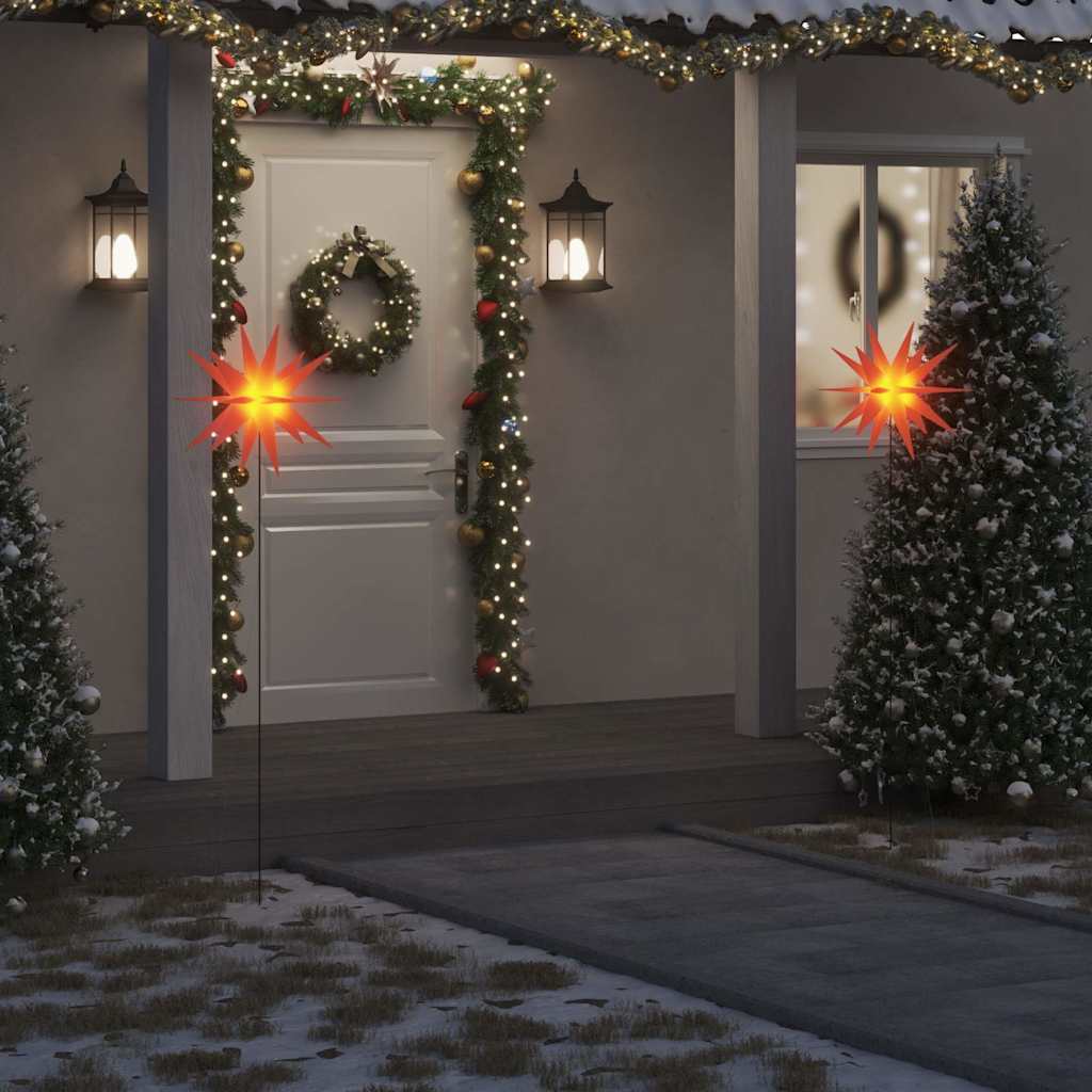 VidaXL Weihnachtsbeleuchtung mit Erdspieß und LEDs 3 Stück 57 cm rot