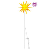 VidaXL Weihnachtsbeleuchtung mit Erdspieß und LEDs 3 Stück 57 cm Gelb