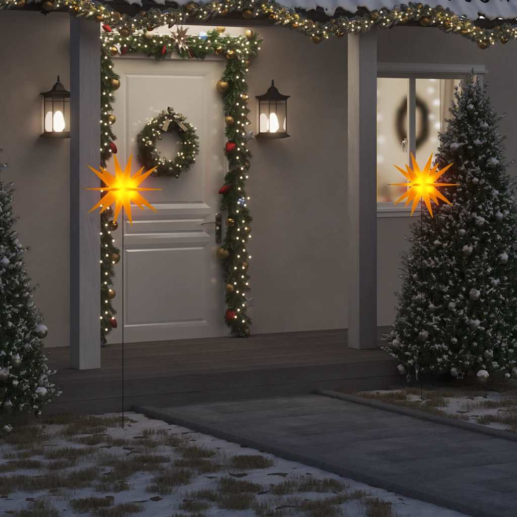 VidaXL Weihnachtsbeleuchtung mit Erdspieß und LEDs 3 Stück 57 cm Gelb