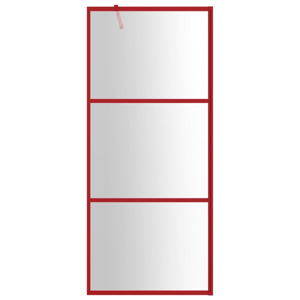 Vidaxx begehbare Duschabtrennung transparent 80x195 cm ESG-Glas rot