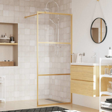 Vidaxx begehbare Duschwand transparent 80x195 cm ESG-Glas goldfarben