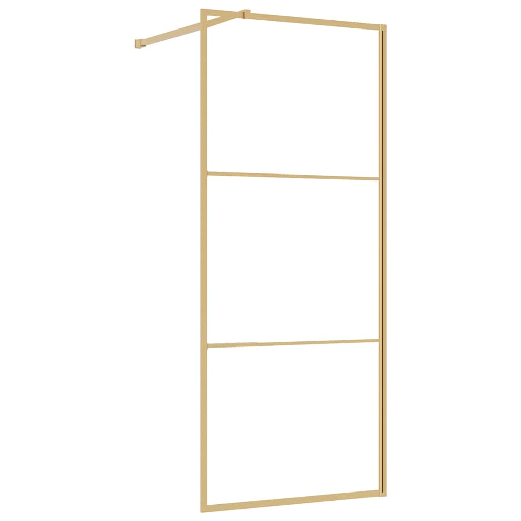 Vidaxx begehbare Duschwand transparent 90x195 cm ESG-Glas goldfarben