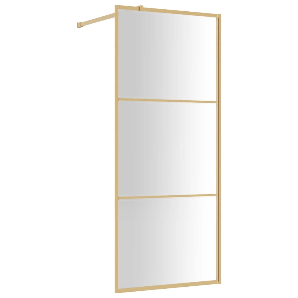 Vidaxl Walk-In duschvägg Transparent 90x195 cm ESG Glassguldfärgad