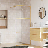 Vidaxx begehbare Duschwand transparent 90x195 cm ESG-Glas goldfarben