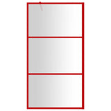 Vidaxx begehbare Duschabtrennung transparent 100x195 cm ESG-Glas rot