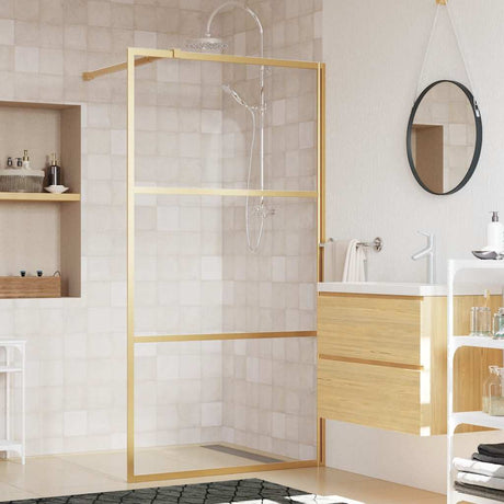 Vidaxx begehbare Duschwand transparent 100x195 cm ESG-Glas goldfarben