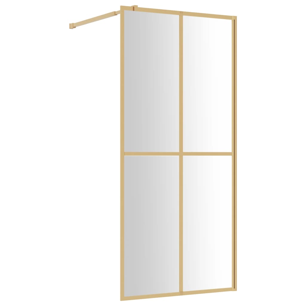 Vidaxl Walk-In duschvägg Transparent 90x195 cm ESG Glassguldfärgad