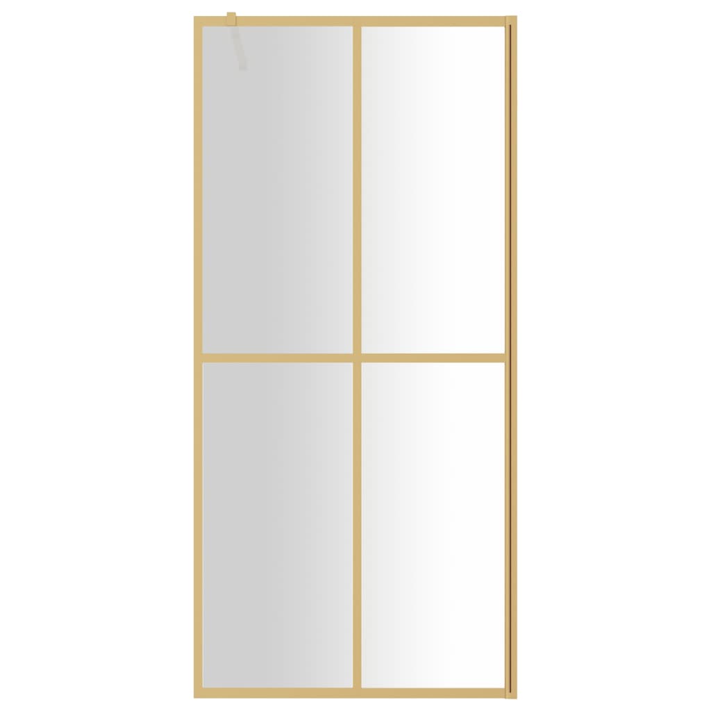 Vidaxl Walk-In duschvägg Transparent 90x195 cm ESG Glassguldfärgad