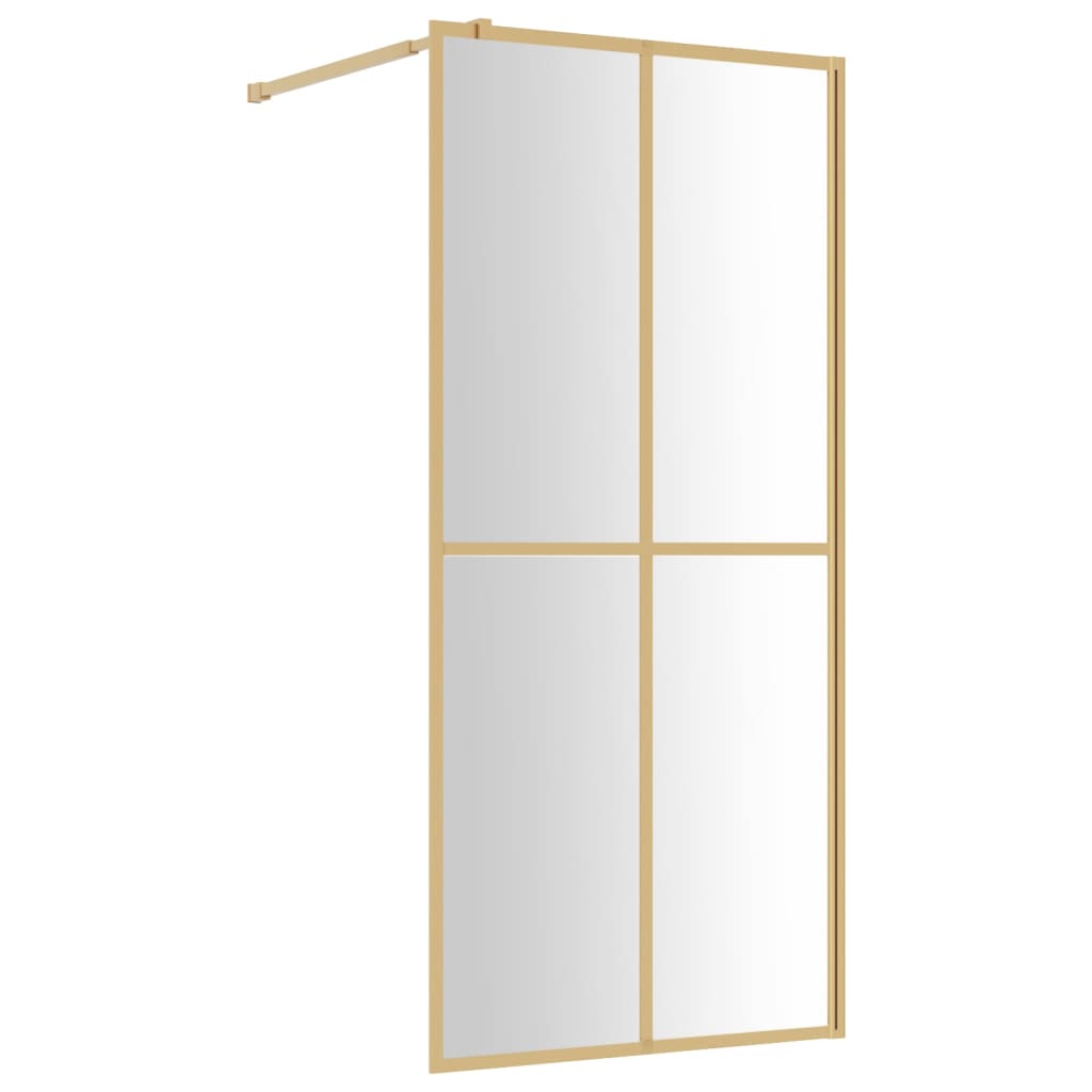Vidaxx begehbare Duschwand transparent 100x195 cm ESG-Glas goldfarben