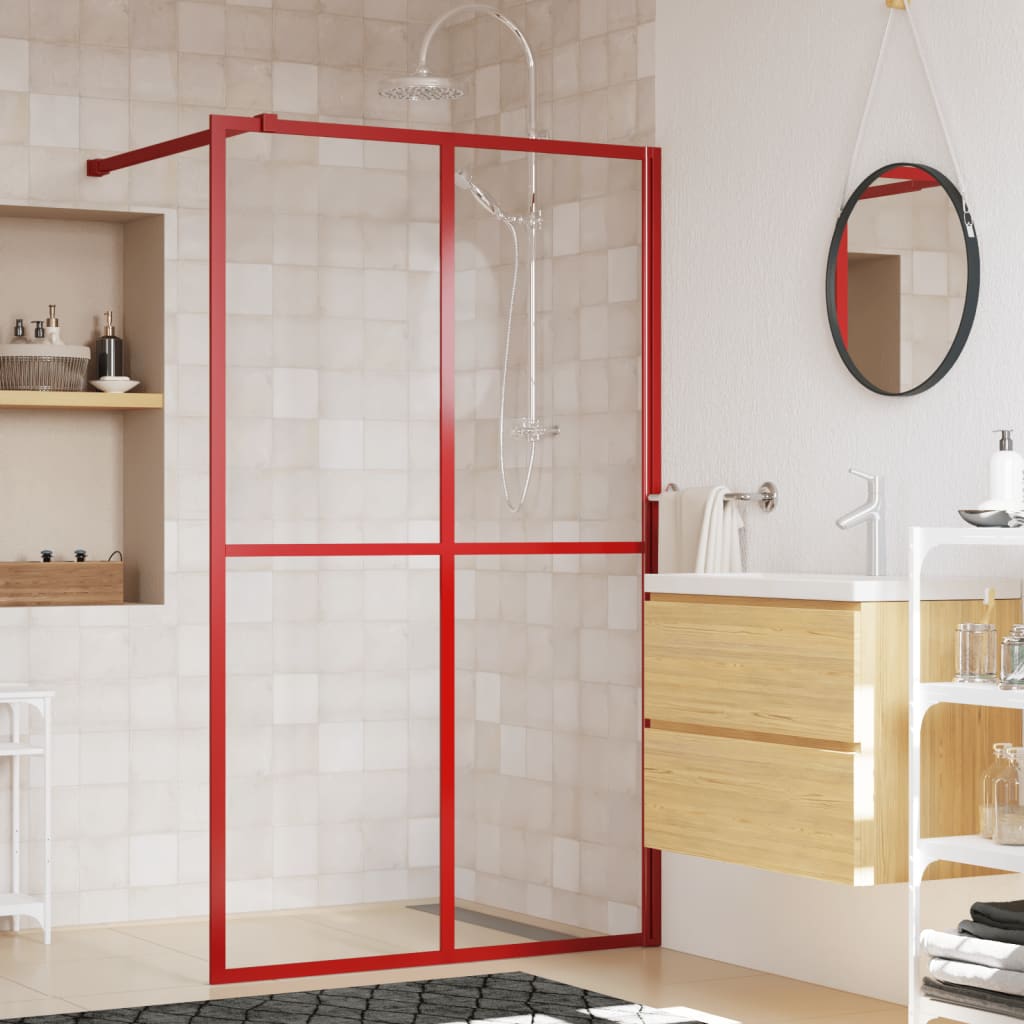 Vidaxl walk-in walk-in muro trasparente 118x195 cm di vetro ESG rosso