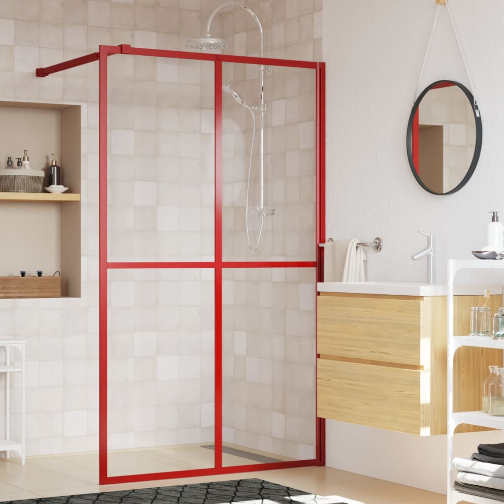 Vidaxl Walk-In Muron de douche transparente 140x195 cm ESG Verre rouge