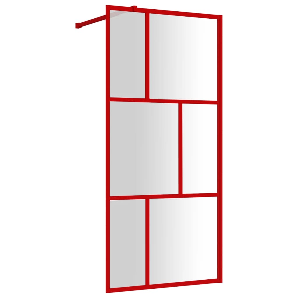 Vidaxx begehbare Duschabtrennung transparent 90x195 cm ESG-Glas rot