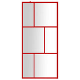 Vidaxx begehbare Duschabtrennung transparent 90x195 cm ESG-Glas rot