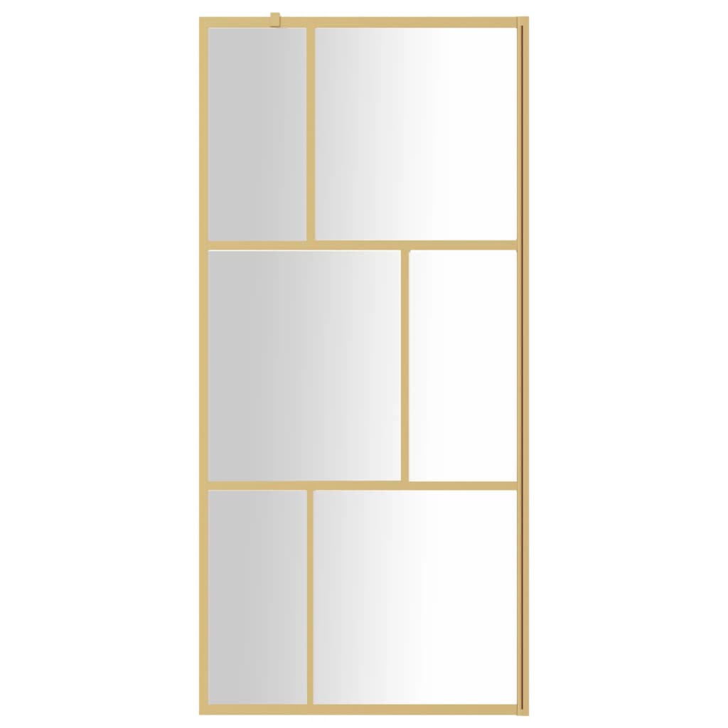 Vidaxx begehbare Duschwand transparent 90x195 cm ESG-Glas goldfarben