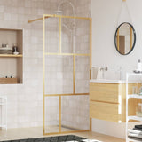 Vidaxx begehbare Duschwand transparent 90x195 cm ESG-Glas goldfarben