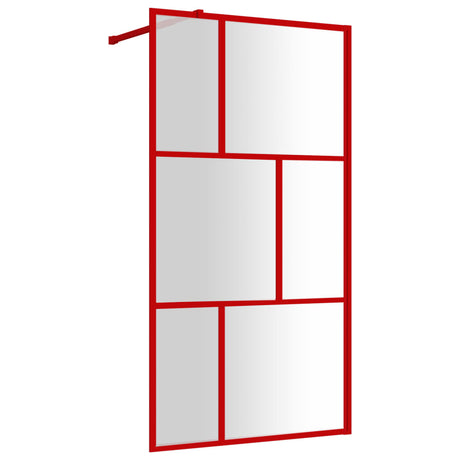 Vidaxx begehbare Duschabtrennung transparent 100x195 cm ESG-Glas rot