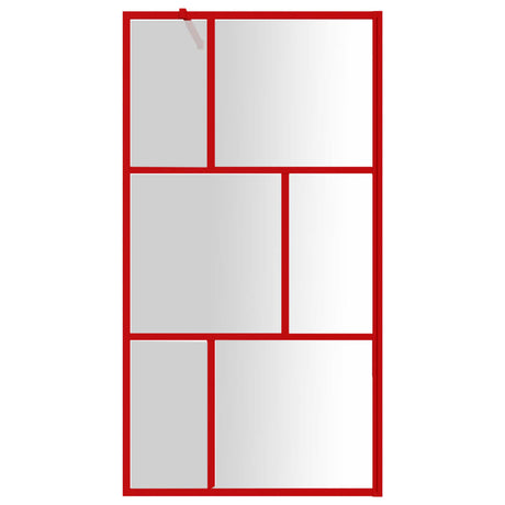 Vidaxx begehbare Duschabtrennung transparent 100x195 cm ESG-Glas rot