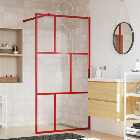 Vidaxx begehbare Duschabtrennung transparent 100x195 cm ESG-Glas rot