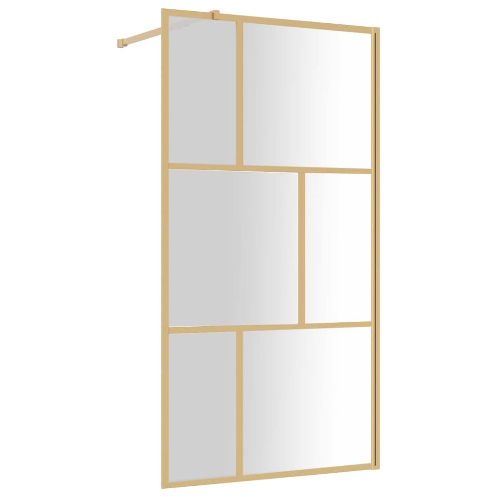 Vidaxx begehbare Duschwand transparent 100x195 cm ESG-Glas goldfarben