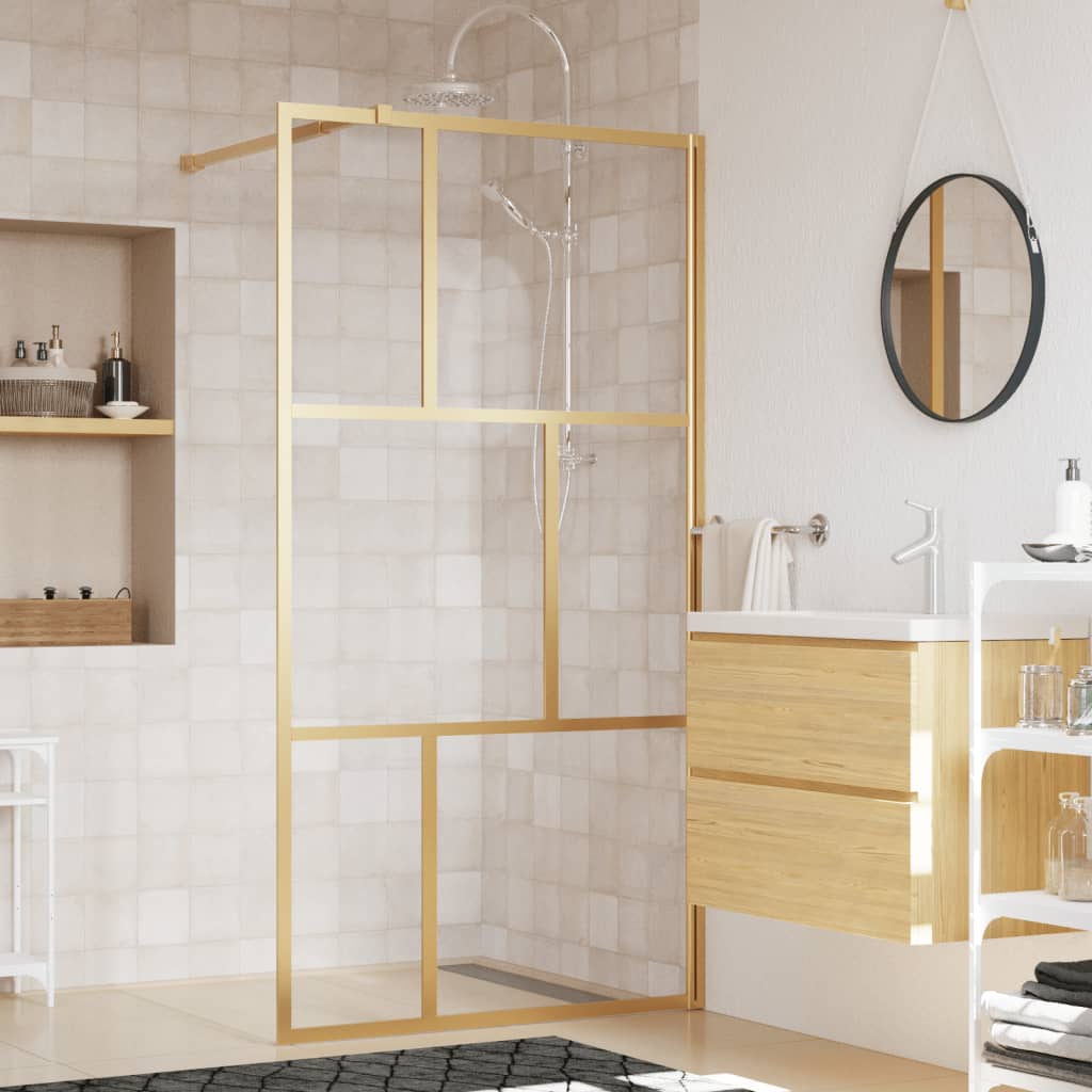 Vidaxl Walk-In Muron de douche transparent 100x195 cm ESG-Glas Gold coloré