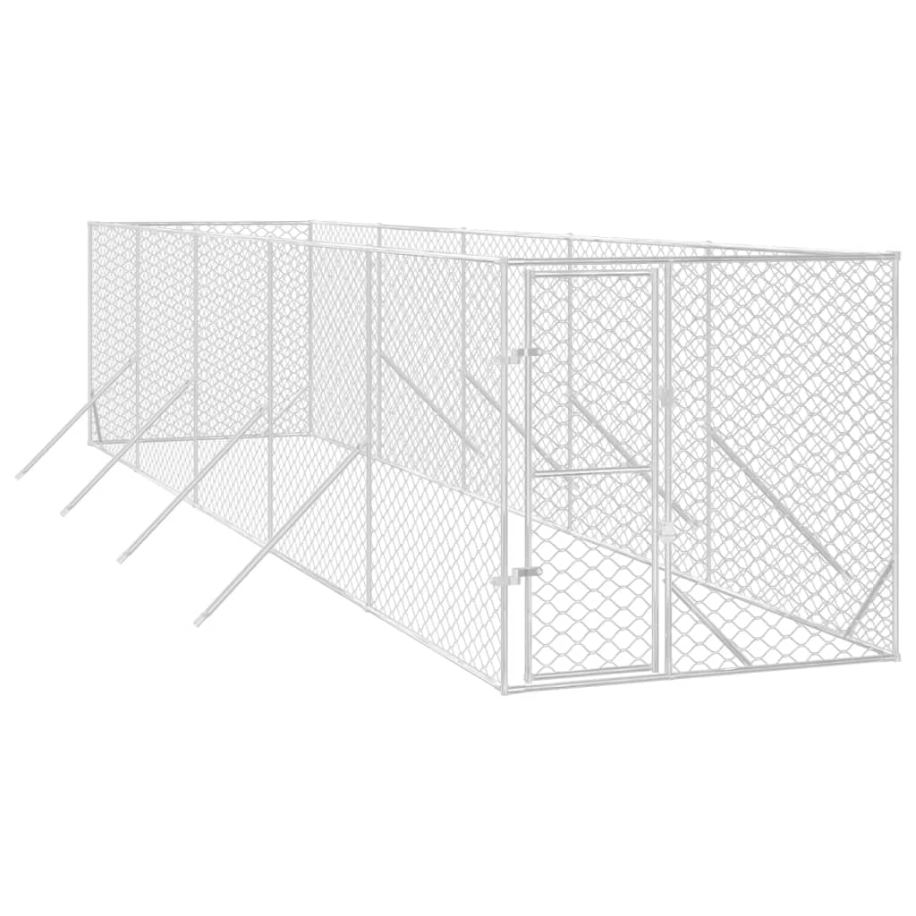 Vidaxl Chienne Kennel pour l'extérieur 2x10x2 m Galvanisé en acier argent