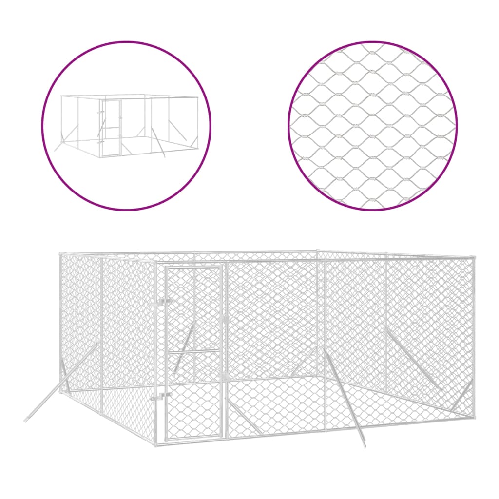 Vidaxl Dog Kennel pour l'extérieur 4x4x2 M Galvanisé en acier argent