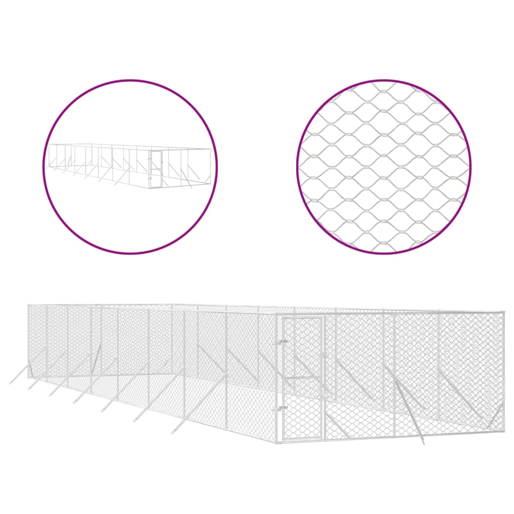 Kennel psa vidaxl na zewnątrz 4x16x2 M ocynkowane stalowe srebro