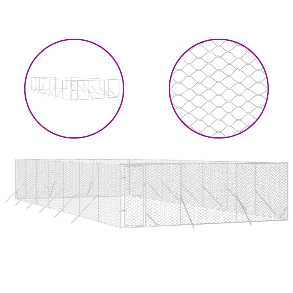 Bidaxl hundkennel för utanför 6x14x2 M galvaniserat stål silver