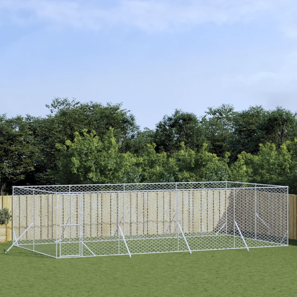 Vidaxl Dog Kennel for Outside 8x4x2 M galvanisert stål sølv