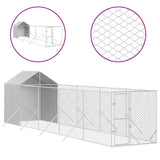 Kennel psa vidaxl z dachem 2x10x2,5 m ocynkowanym stalowym srebrem