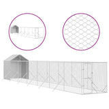 Vidaxl Chien Kennel avec toit 2x14x2,5 m Galvanisé en acier argent