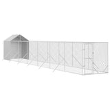 Vidaxl Chien Kennel avec toit 2x14x2,5 m Galvanisé en acier argent