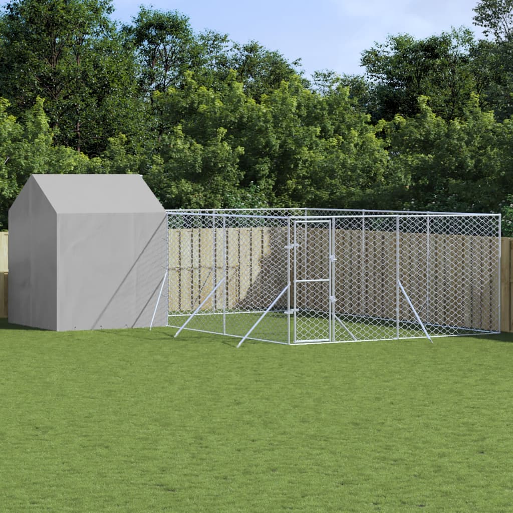 Vidaxl Chien de chenil avec toit 6x6x2,5 m en acier galvanisé en acier