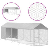 Kennel psa vidaxl z dachem 2x10x2,5 m ocynkowanym stalowym srebrem