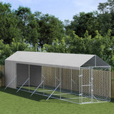 Kennel psa vidaxl z dachem 2x10x2,5 m ocynkowanym stalowym srebrem