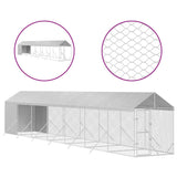 Vidaxl Chien Kennel avec toit 2x14x2,5 m Galvanisé en acier argent