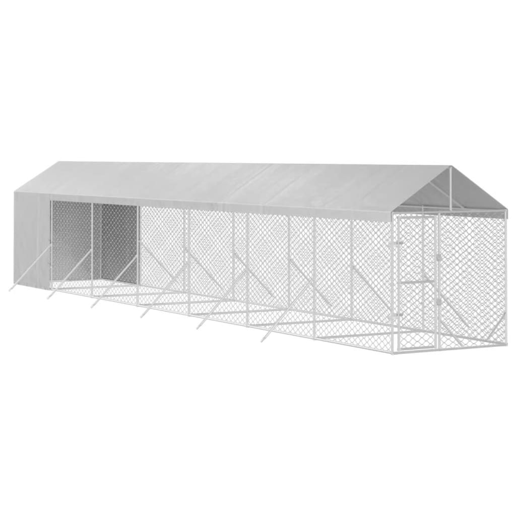 Vidaxl Chien Kennel avec toit 2x14x2,5 m Galvanisé en acier argent