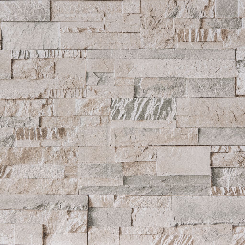 VidaXL Fore's Wallpaper 3D stone-look 10x0.53 m Gray and Beige