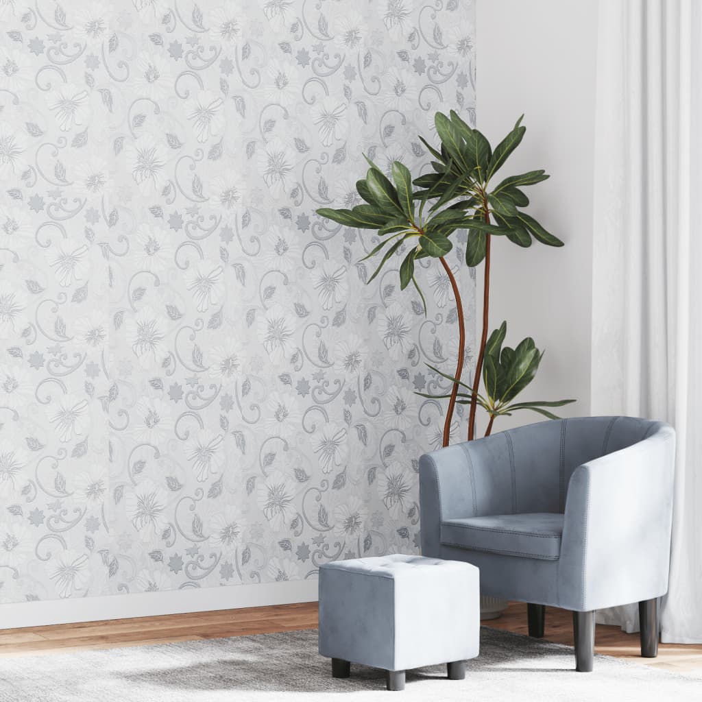 VidaXL Vliestapete 3D-Blumenmuster 10x0,53 m Grau