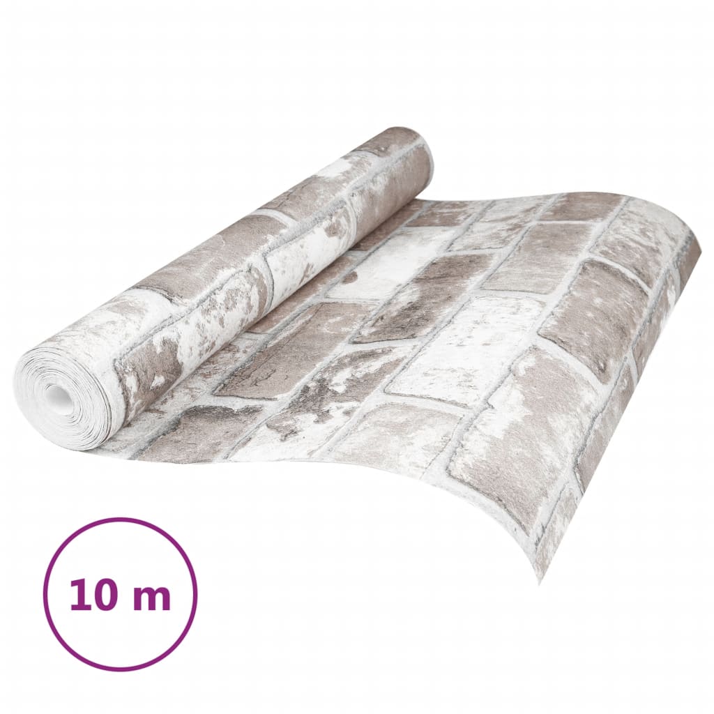 VidaXL Vliestapete 3D Ziegelsteinmuster 10x0,53 m Grau