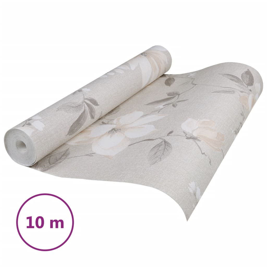 VidaXL Vliestapete 3D-Blumenmuster 10x0,53 m Grau