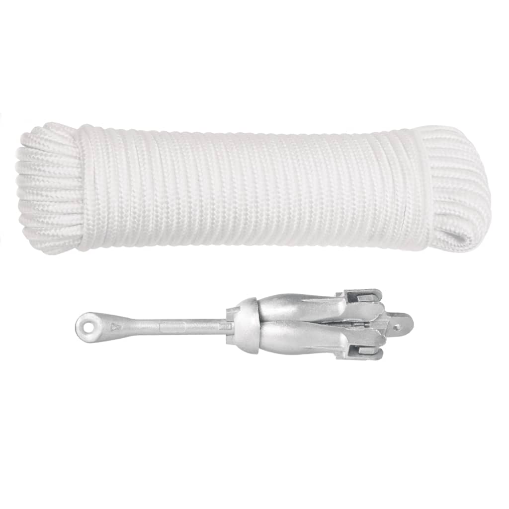 Vidaxx Anker mit Seil faltbar 1,5 kg Schmiedeeisen silberfarben