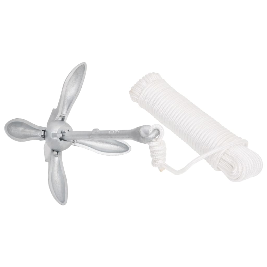 Vidaxx Anker mit faltbarem Seil 2,5 kg Schmiedeeisen silberfarben