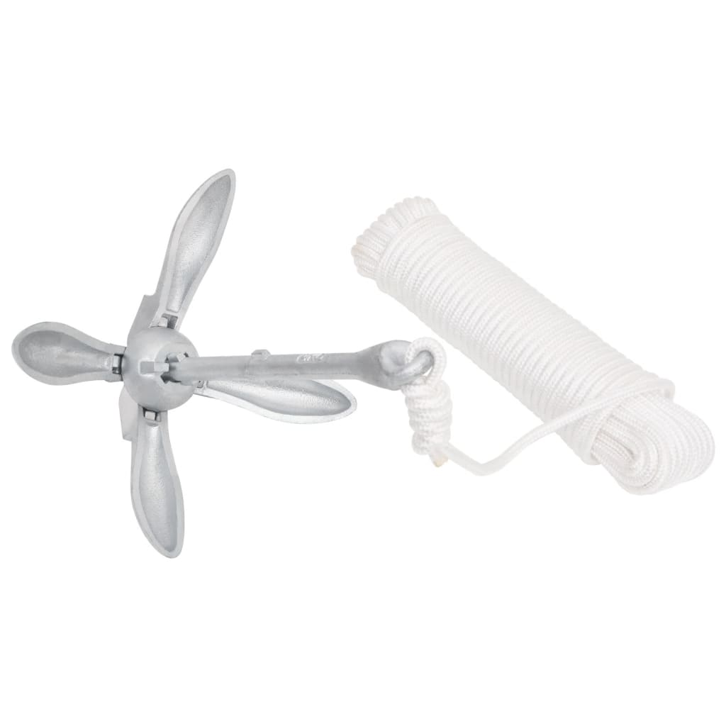 Vidaxx Anker mit faltbarem Seil 3,2 kg Schmiedeeisen silberfarben