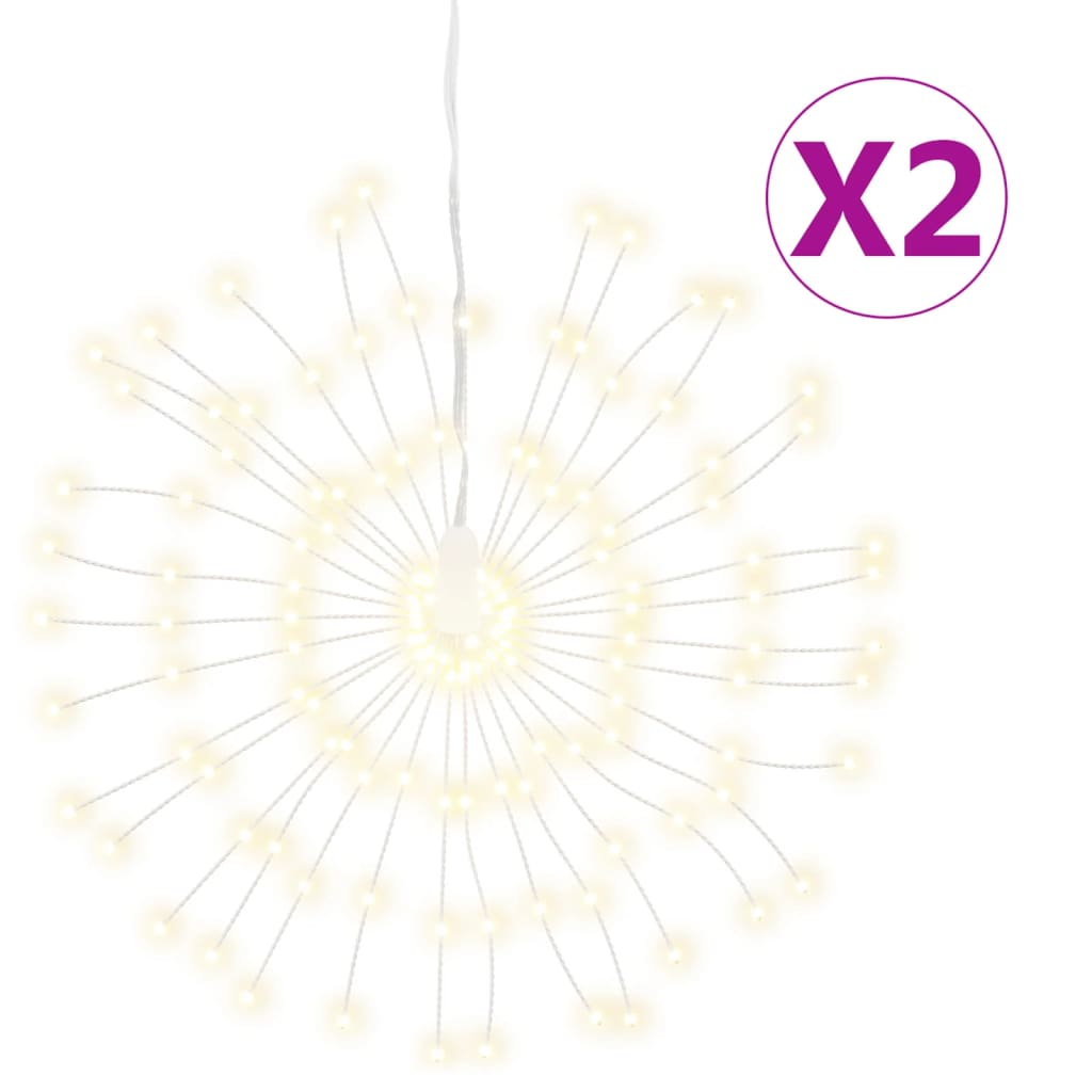 VidaXL Weihnachtsbeleuchtung Feuerwerk 2 Stk. 140 warmweiße LEDs 17 cm
