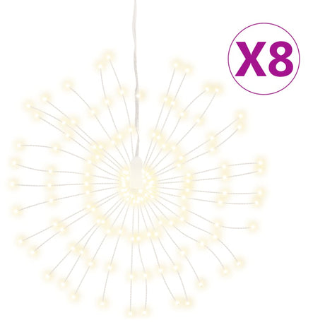 VidaXL Weihnachtsbeleuchtung Feuerwerk 8 Stk. 140 warmweiße LEDs 17 cm