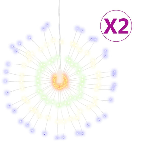 VidaXL Weihnachtsbeleuchtung Feuerwerk 2 Stk. 140 mehrfarbige LEDs 17 cm