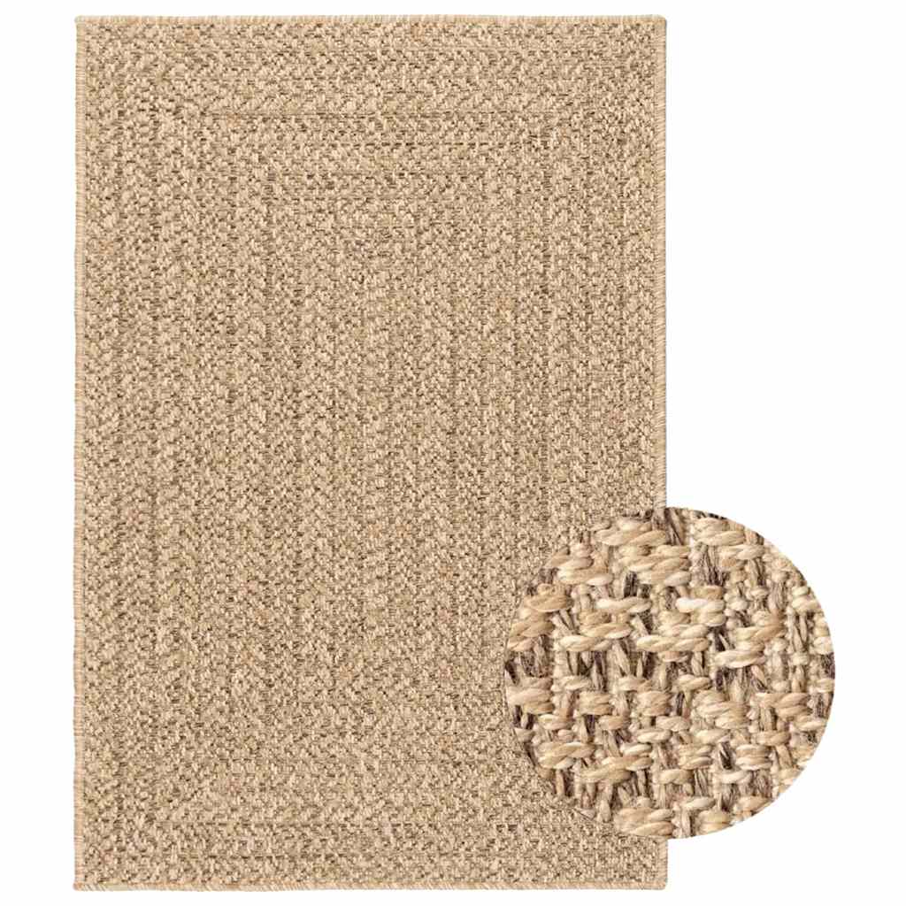 VidaXL-Teppich Zizur für drinnen und draußen, 140 x 200 cm, Jute-Optik