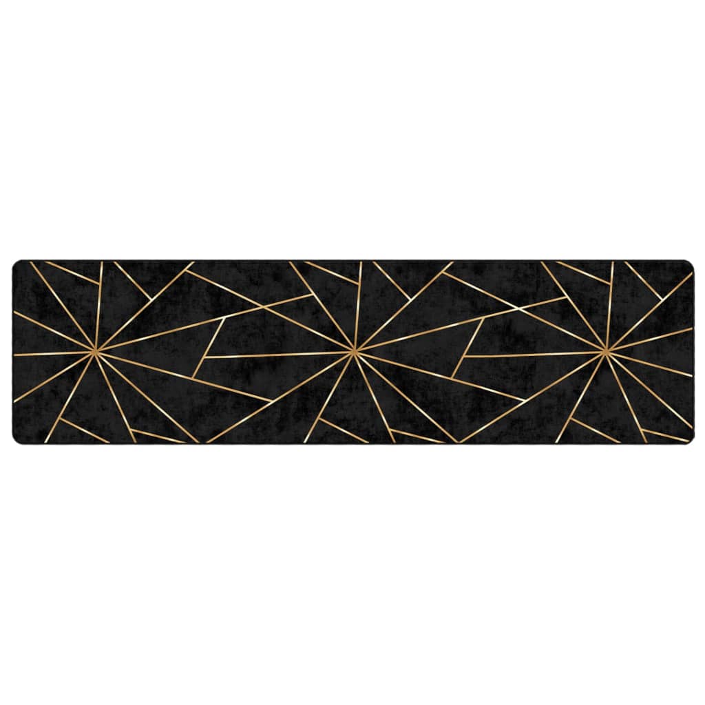 Vidaxx Teppich waschbar, rutschfest, 80 x 300 cm, Schwarz und Gold